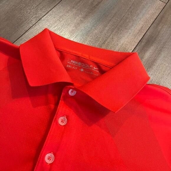 Nike Golf Red Athletic Workout‎ Polo Men Large Dri-Fit Bin J-3 - Picture 2 of 4